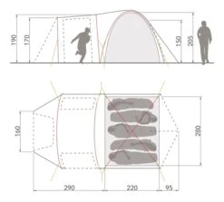 Vaude Campo Casa XT Koepeltent - 3/4 Persoons -Buiten Kamperen Verkoop 14229 g