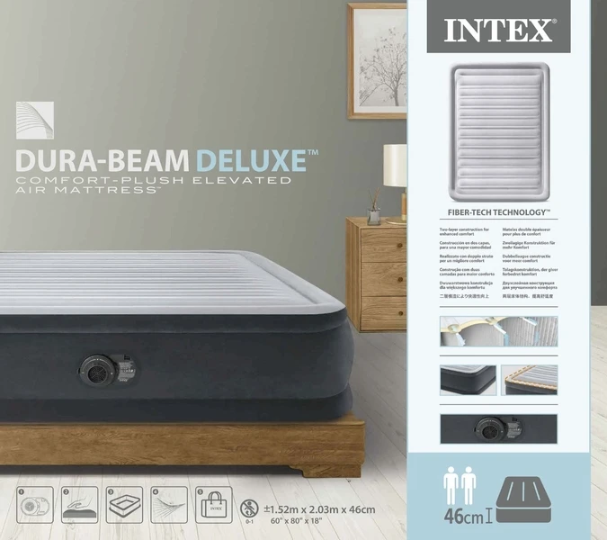 Intex Comfort Plush Hoog luchtbed - Queensize - Ingebouwde elektrische pomp Intex Comfort Plush Hoog Luchtbed - Queensize - Ingebouwde Elektrische Pomp -Buiten Kamperen Verkoop 1689 1900 64414nd pkg 2023 300