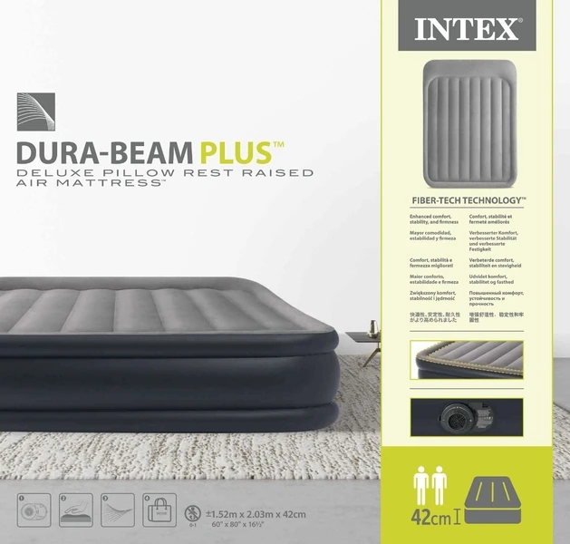 Intex Deluxe Pillow Rest Raised luchtbed - Queensize - Ingebouwde elektrische pomp Intex Deluxe Pillow Rest Raised Luchtbed - Queensize - Ingebouwde Elektrische Pomp -Buiten Kamperen Verkoop 1812 1900 64136nd pkg 2023 300