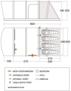 Vango Aether Air 450XL Opblaasbare Tent - 4 Persoons -Buiten Kamperen Verkoop 1900 1514 aether air 450xl floorplan 01
