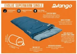 Vango Evolve Superwarm Slaapzak - Blauw -Buiten Kamperen Verkoop 1900 1783 evolve superwarm single 1