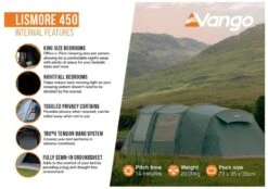 Vango Lismore 450 Tunneltent - 4 Persoons - Groen -Buiten Kamperen Verkoop 1900 1783 lismore 450 package 4