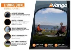 Vango Lismore 600XL Tunneltent - 5 Persoons - Groen -Buiten Kamperen Verkoop 1900 1783 lismore 600xl package 3