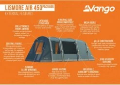 Vango Lismore Air 450 Opblaasbare Tunneltent - 4 Persoons - Groen -Buiten Kamperen Verkoop 1900 1783 lismore air 450 package 3