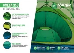 Vango Omega 350 Tunneltent - 3 Persoons - Groen -Buiten Kamperen Verkoop 1900 1783 omega 350 6