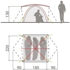 Vaude Campo Grande Koepeltent - 3-4 Persoons - Groen -Buiten Kamperen Verkoop 1900 1883 14225 g 5