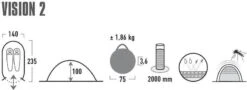 High Peak Vision 2 Pop-up Tent - 2 Persoons - Groen -Buiten Kamperen Verkoop 440 1200 4001690101080.pt01