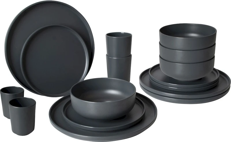 Bo-Camp Patom melamine serviesset - 16-delig - Antraciet Bo-Camp Patom Melamine Serviesset - 16-delig - Antraciet -Buiten Kamperen Verkoop 740 1200 6181462