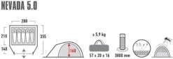 High Peak Nevada 5.0 Koepeltent Met Luifel - 5 Persoons -Buiten Kamperen Verkoop 900 2483 4001690102094.pt01