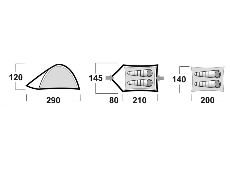 Husky Bizam koepeltent - 2+ persoons Husky Bizam Koepeltent - 2+ Persoons -Buiten Kamperen Verkoop bizam afmetingen
